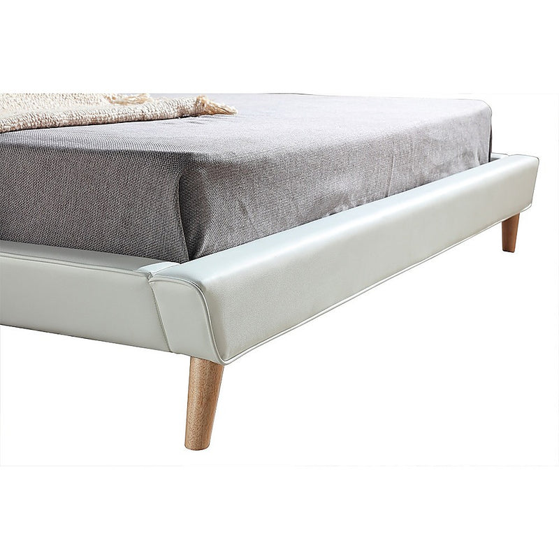 King PU Leather Deluxe Bed Frame White