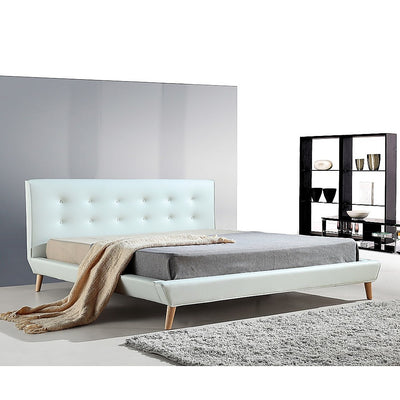 King PU Leather Deluxe Bed Frame White