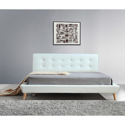 King PU Leather Deluxe Bed Frame White