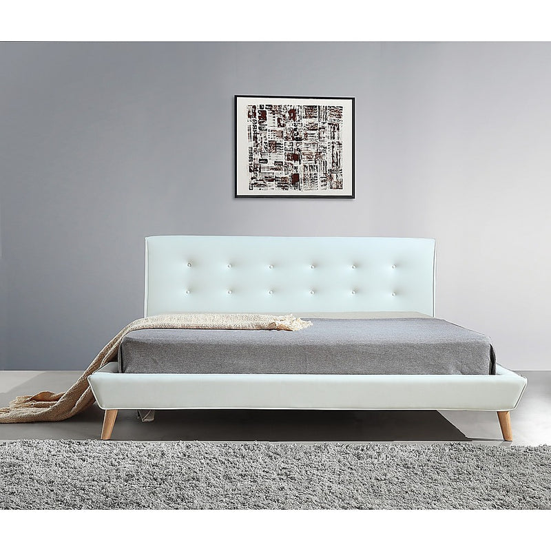 King PU Leather Deluxe Bed Frame White