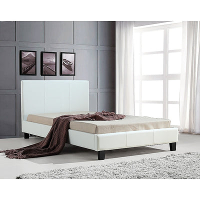 King Single PU Leather Bed Frame White