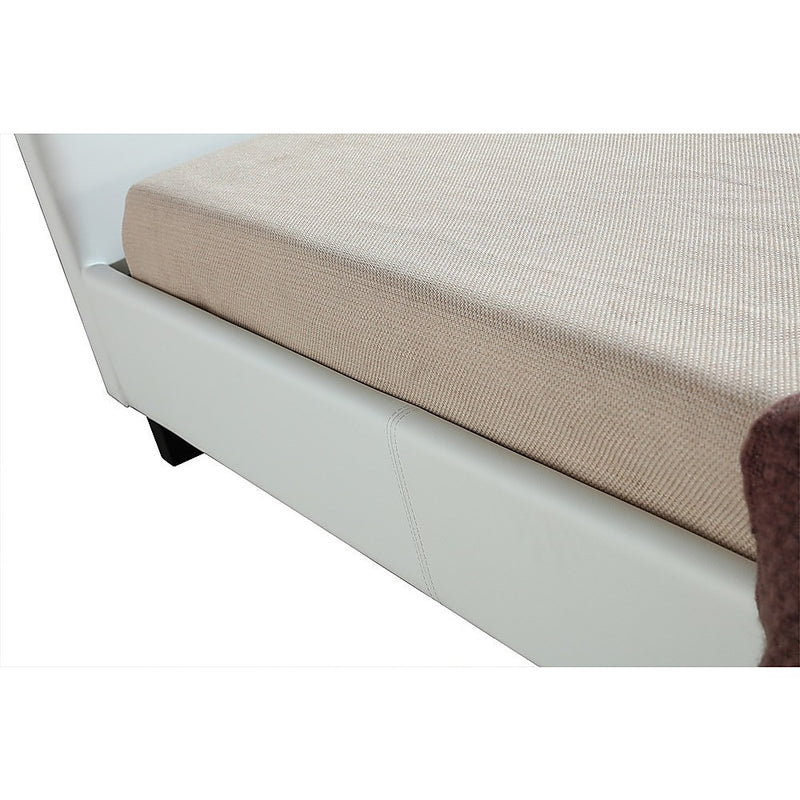 King Single PU Leather Bed Frame White