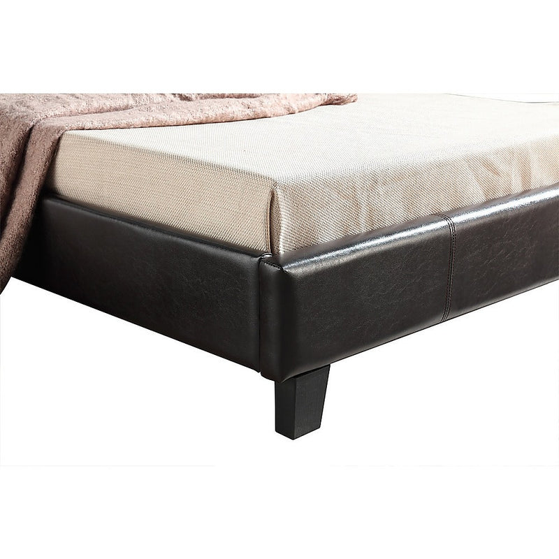 King Single PU Leather Bed Frame Brown