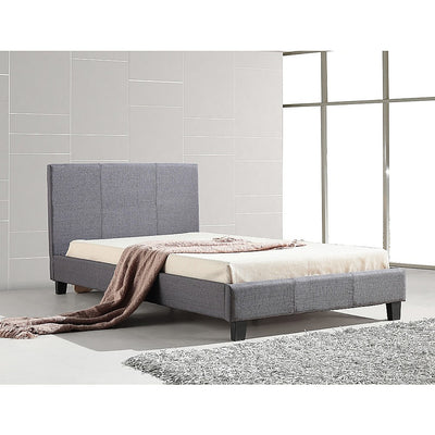 King Single Linen Fabric Bed Frame Grey