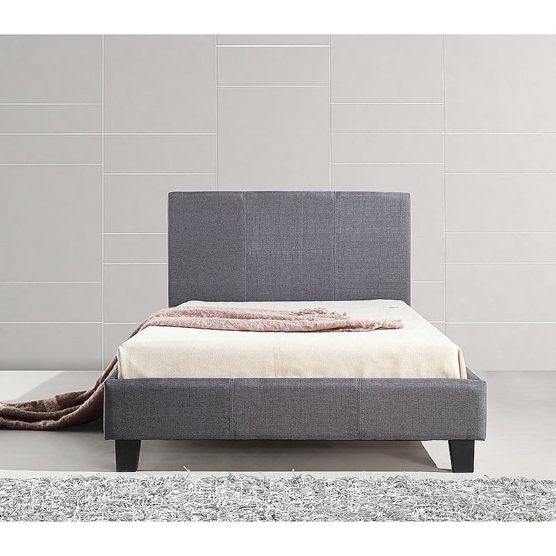 King Single Linen Fabric Bed Frame Grey