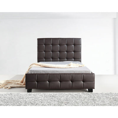 King Single PU Leather Deluxe Bed Frame Brown