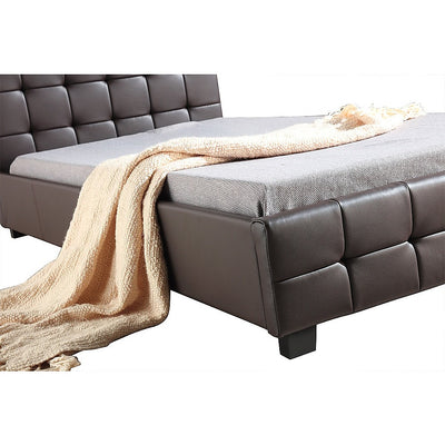 King Single PU Leather Deluxe Bed Frame Brown