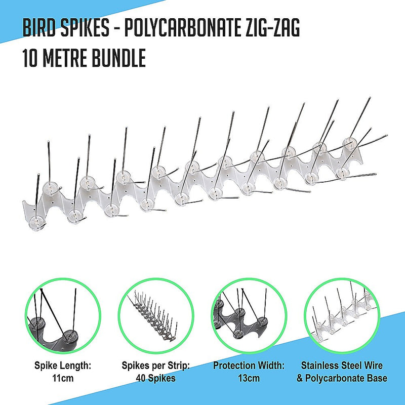 Bird Spikes - Polycarbonate zig-zag 10 metre bundle