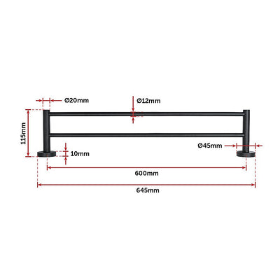 Single Classic Towel Bar Rail Bathroom Electroplated Matte Black Finish