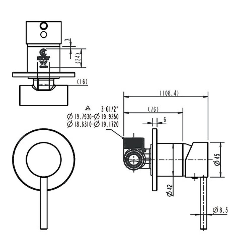 Shower Bath Mixer Tap WATERMARK Approved Electroplated Matte Black