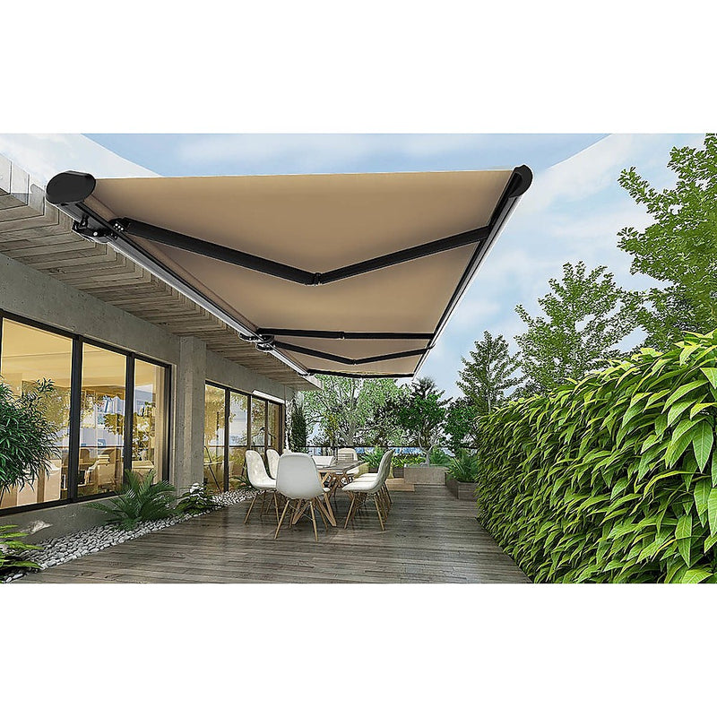 5.0m x 3.0m Retractable Folding Arm Awning Heavy Duty Full Cassette Motorised