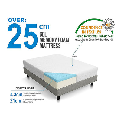 Palermo King 25cm Gel Memory Foam Mattress - Dual-Layered - CertiPUR-US Certified