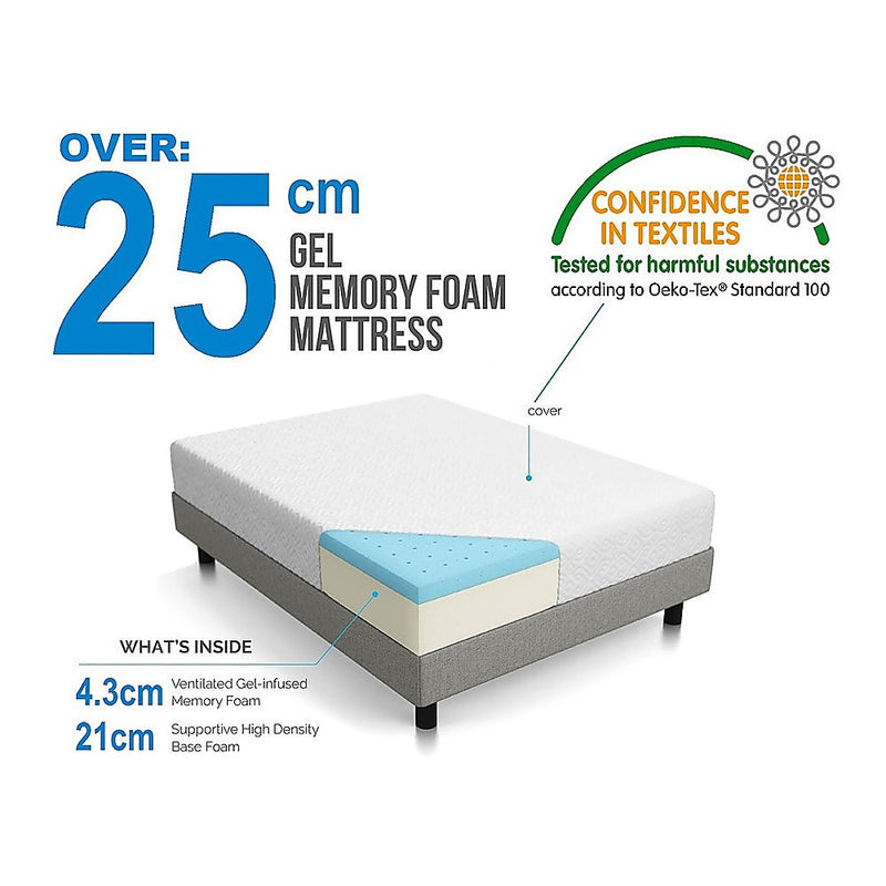 Palermo King 25cm Gel Memory Foam Mattress - Dual-Layered - CertiPUR-US Certified