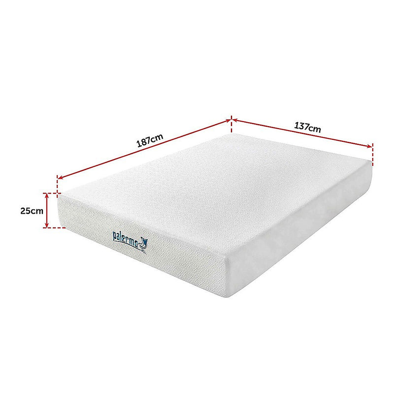 Palermo Double 25cm Gel Memory Foam Mattress - Dual-Layered - CertiPUR-US Certified