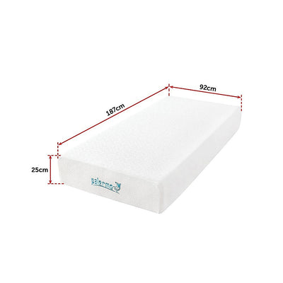 Palermo Single 25cm Gel Memory Foam Mattress - Dual-Layered - CertiPUR-US Certified