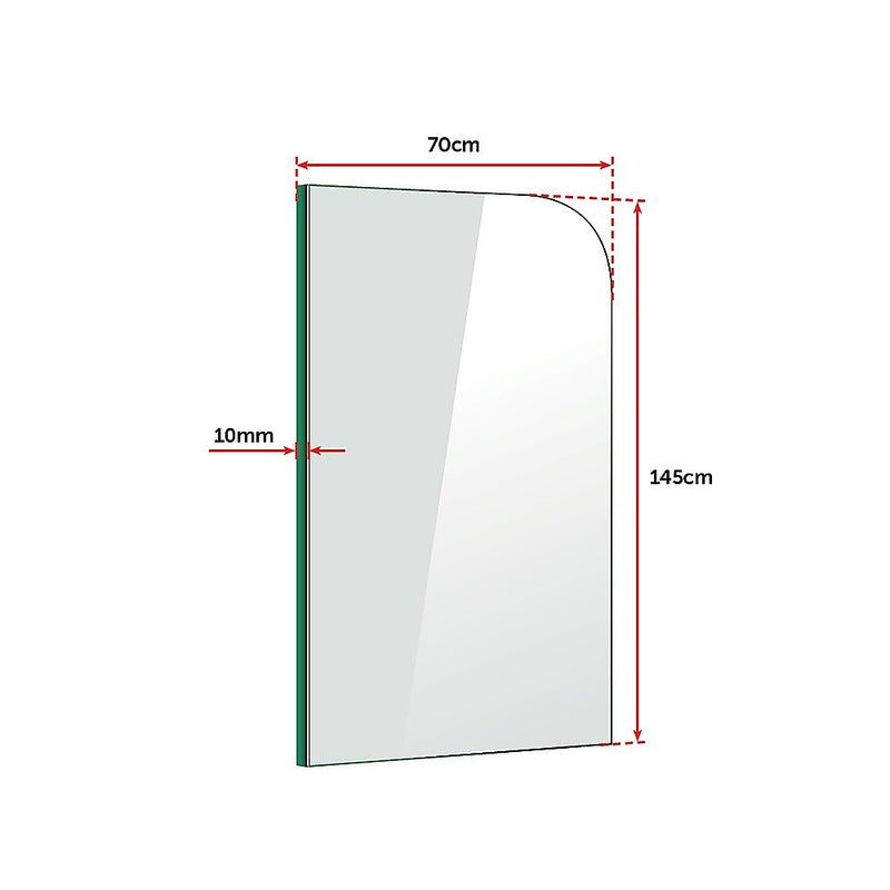 700 x 1450mm Frameless Bath Panel 10mm Glass Shower Screen By Della Francesca