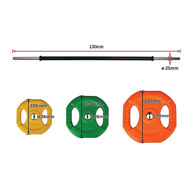 20kg Standard Rubber Coloured Barbell