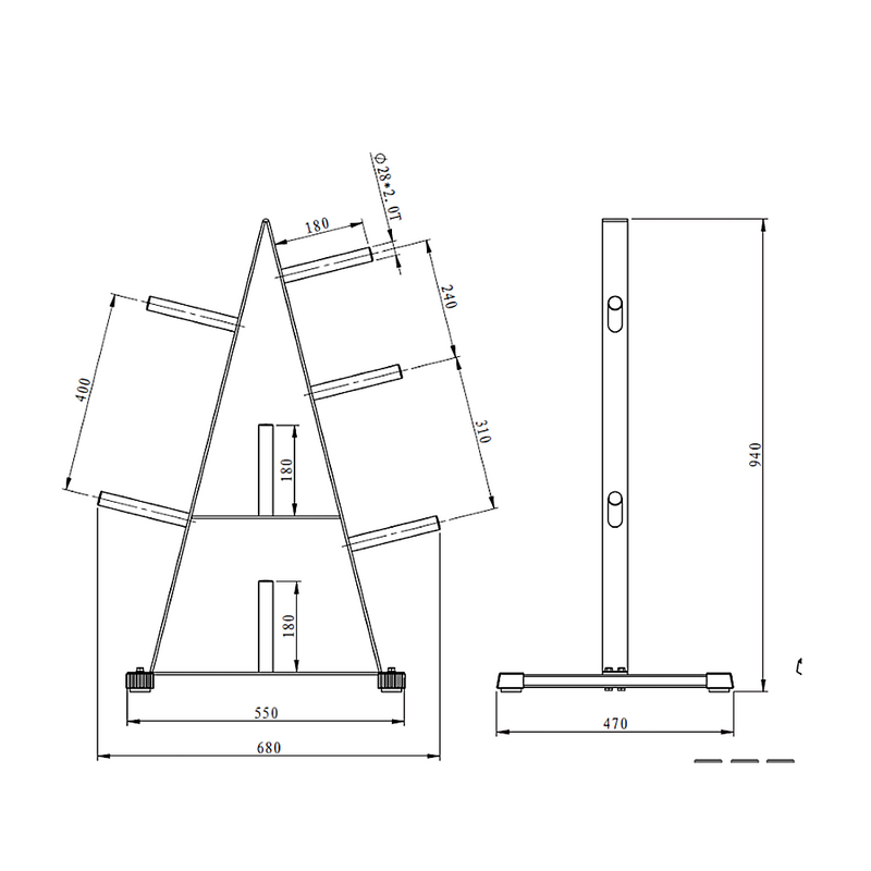 Olympic Weight Plate Storage Rack 250kg Capacity