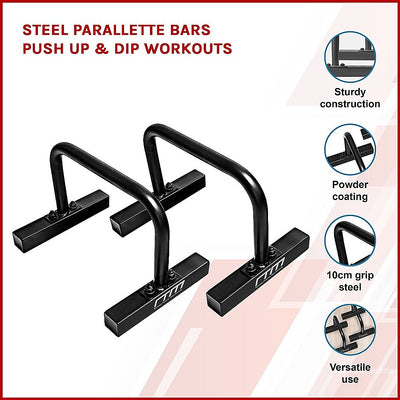 Steel Parallette Bars Push Up & Dip Workouts