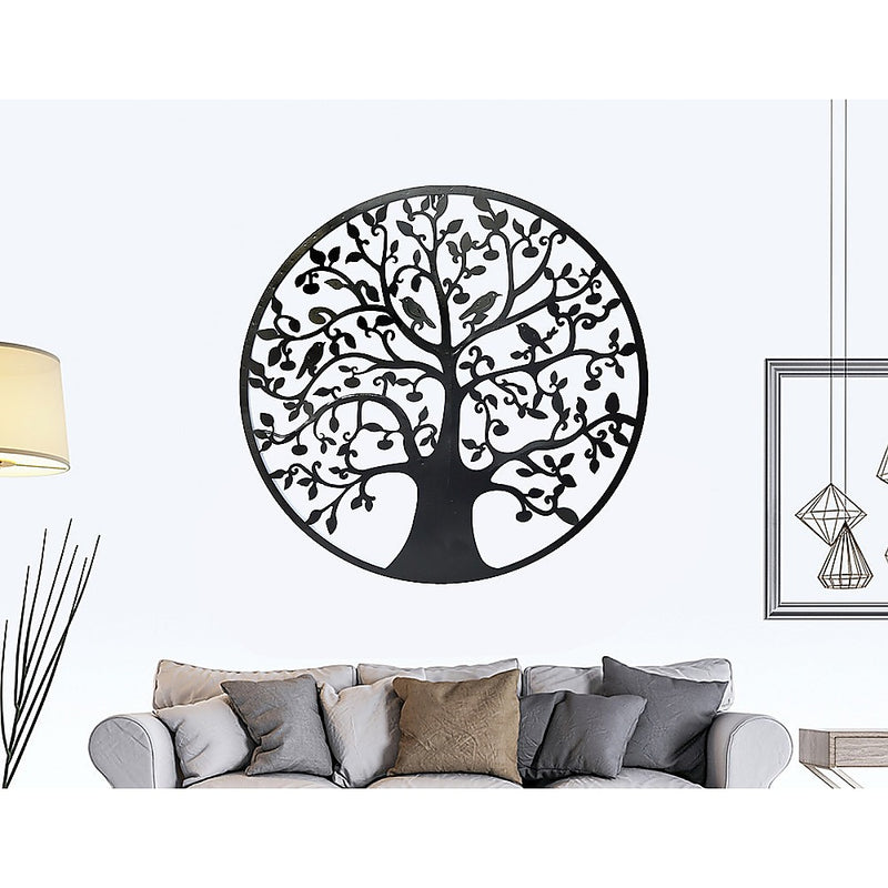 Black Tree of Life Wall Art Hanging Metal Iron Sculpture Garden 60cm