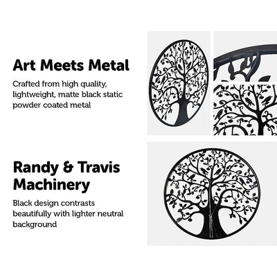 Black Tree of Life Wall Art Hanging Metal Iron Sculpture Garden 60cm