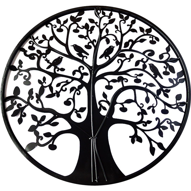 Black Tree of Life Wall Art Hanging Metal Iron Sculpture Garden 60cm