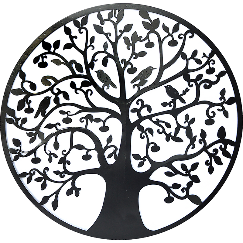 Black Tree of Life Wall Art Hanging Metal Iron Sculpture Garden 60cm