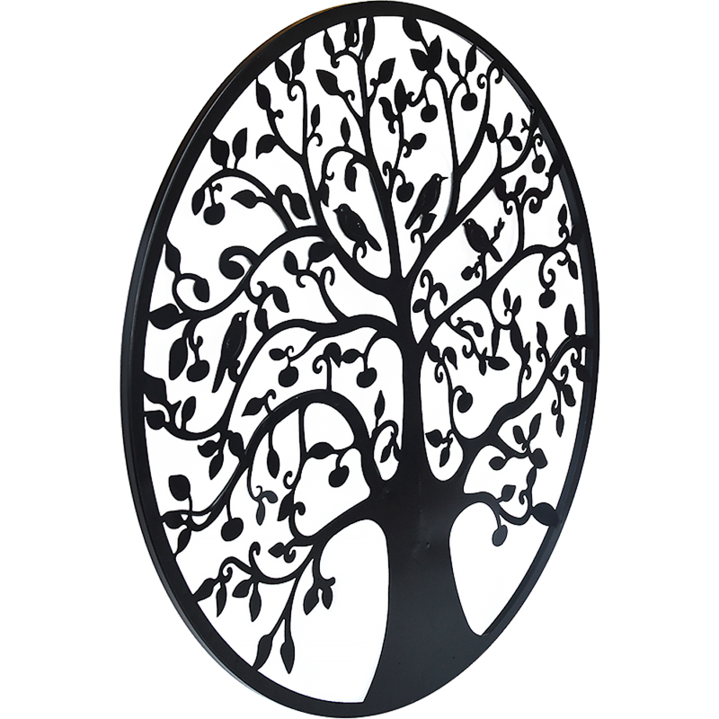 Black Tree of Life Wall Art Hanging Metal Iron Sculpture Garden 60cm