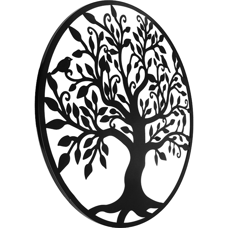 Black Tree of Life Wall Art Hanging Metal Iron Sculpture Garden 99cm