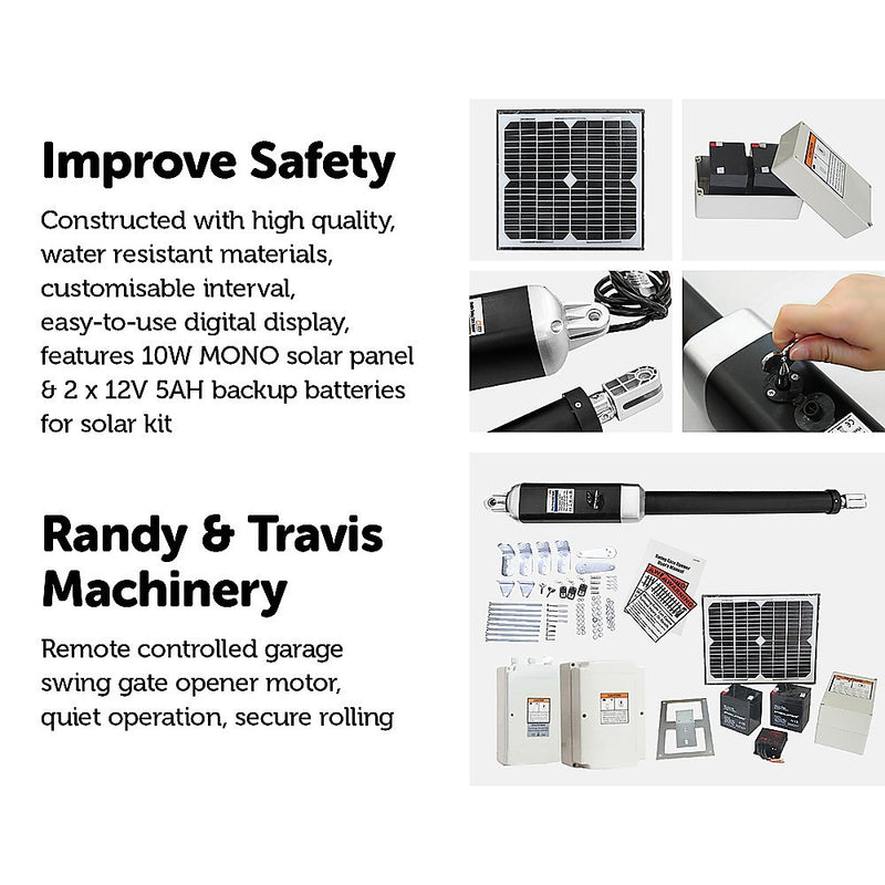 500KG 10W Solar Single Swing Auto Motor Remote Gate Opener