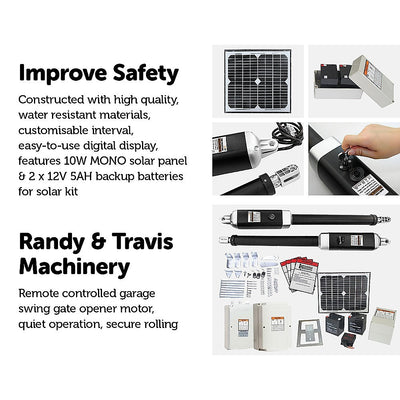 1000KG 10W Solar Double Swing Auto Motor Remote Gate Opener