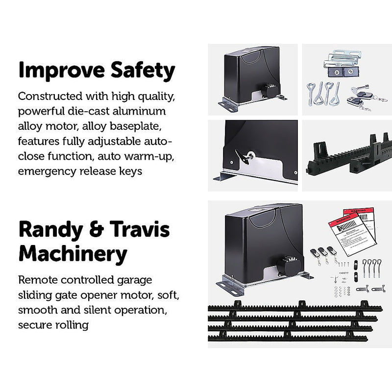 1000KG Auto Slide Sliding Gate Opener Automatic w 4m Rail