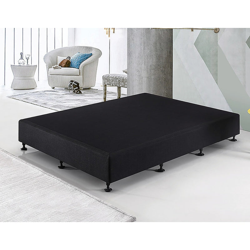 Palermo Queen Ensemble Bed Base Midnight Black Linen Fabric