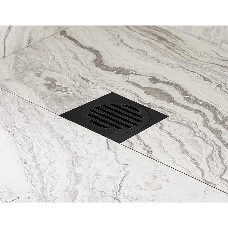 Square Black Floor Grate Drain 110 mm Full Brass Construction