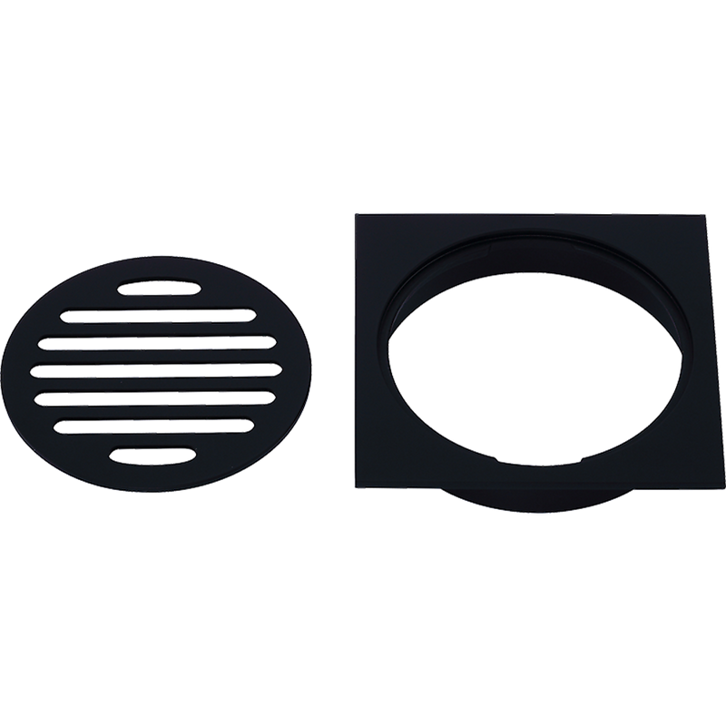 Square Black Floor Grate Drain 110 mm Full Brass Construction