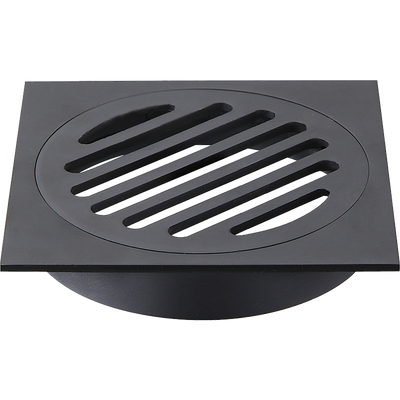 Square Black Floor Grate Drain 110 mm Full Brass Construction