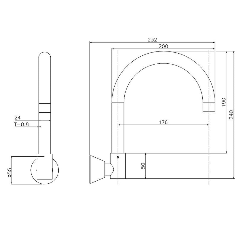 High Reach Swivel Wall Kitchen Laundry Bath Basin Spout