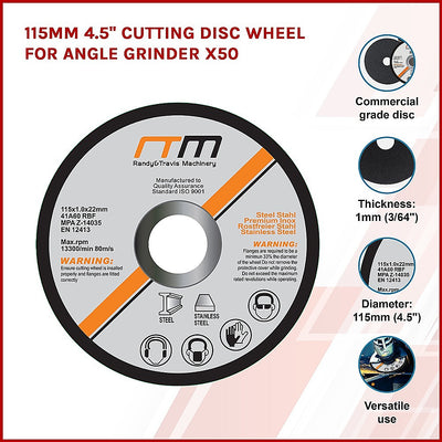 115mm 4.5" Cutting Disc Wheel for Angle Grinder x50