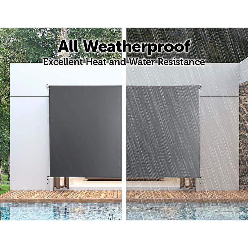 Retractable Straight Drop Roll Down Awning Garden Patio Screen 3.0X2.5M