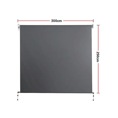 Retractable Straight Drop Roll Down Awning Garden Patio Screen 3.0X2.5M