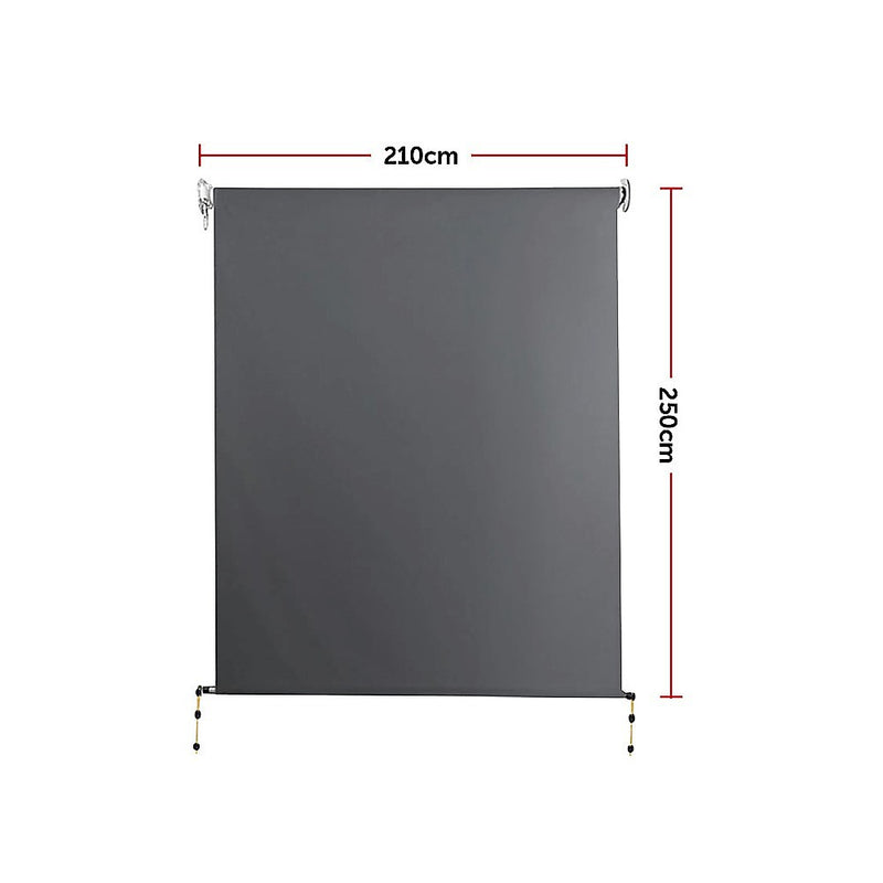 Retractable Straight Drop Roll Down Awning Garden Patio Screen 2.1X2.5M