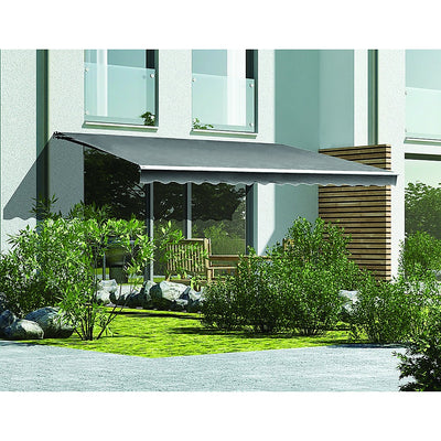 Outdoor Folding Arm Awning Retractable Sunshade Canopy Grey 5.0m x 3.0m