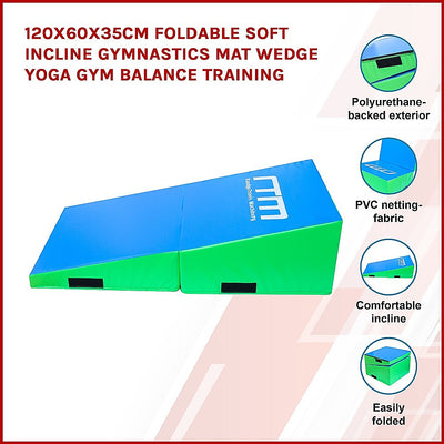 120x60x35cm Foldable Soft Incline Gymnastics Mat Wedge Yoga Gym Balance Training