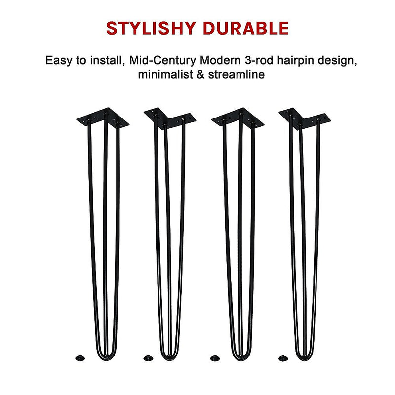 Set of 4 Industrial Retro Hairpin Table Legs 12mm Steel Bench Desk 71cm Leg