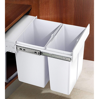 Pull Out Bin Kitchen Double Dual Slide Garbage Rubbish Waste 10L+20L