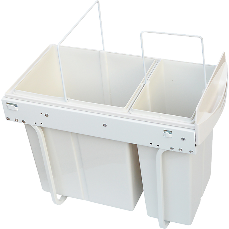 Pull Out Bin Kitchen Double Dual Slide Garbage Rubbish Waste 10L+20L