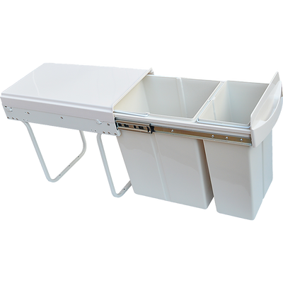 Pull Out Bin Kitchen Double Dual Slide Garbage Rubbish Waste 10L+20L