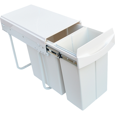 Pull Out Bin Kitchen Double Dual Slide Garbage Rubbish Waste 10L+20L