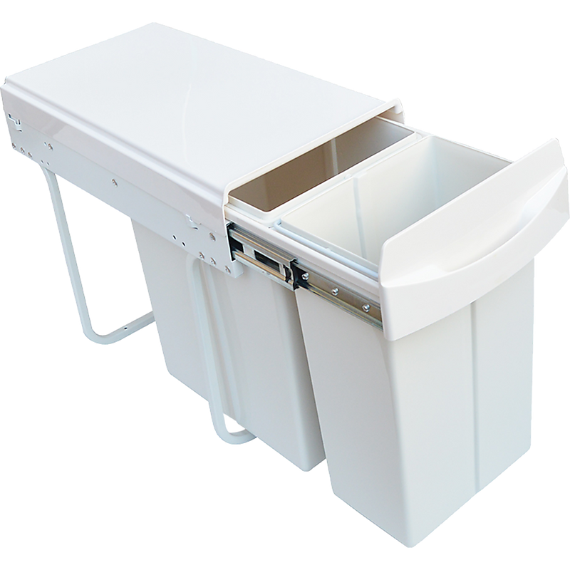 Pull Out Bin Kitchen Double Dual Slide Garbage Rubbish Waste 10L+20L