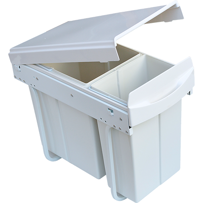 Pull Out Bin Kitchen Double Dual Slide Garbage Rubbish Waste 10L+20L